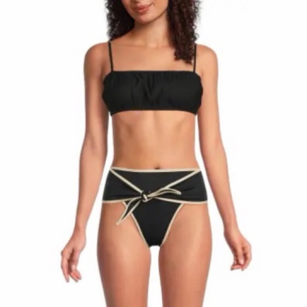 NWT! WeWoreWhat - Eyelet Bikini Top - Black - Size Medium